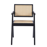 Silla Madera Rattan Recta Negra
