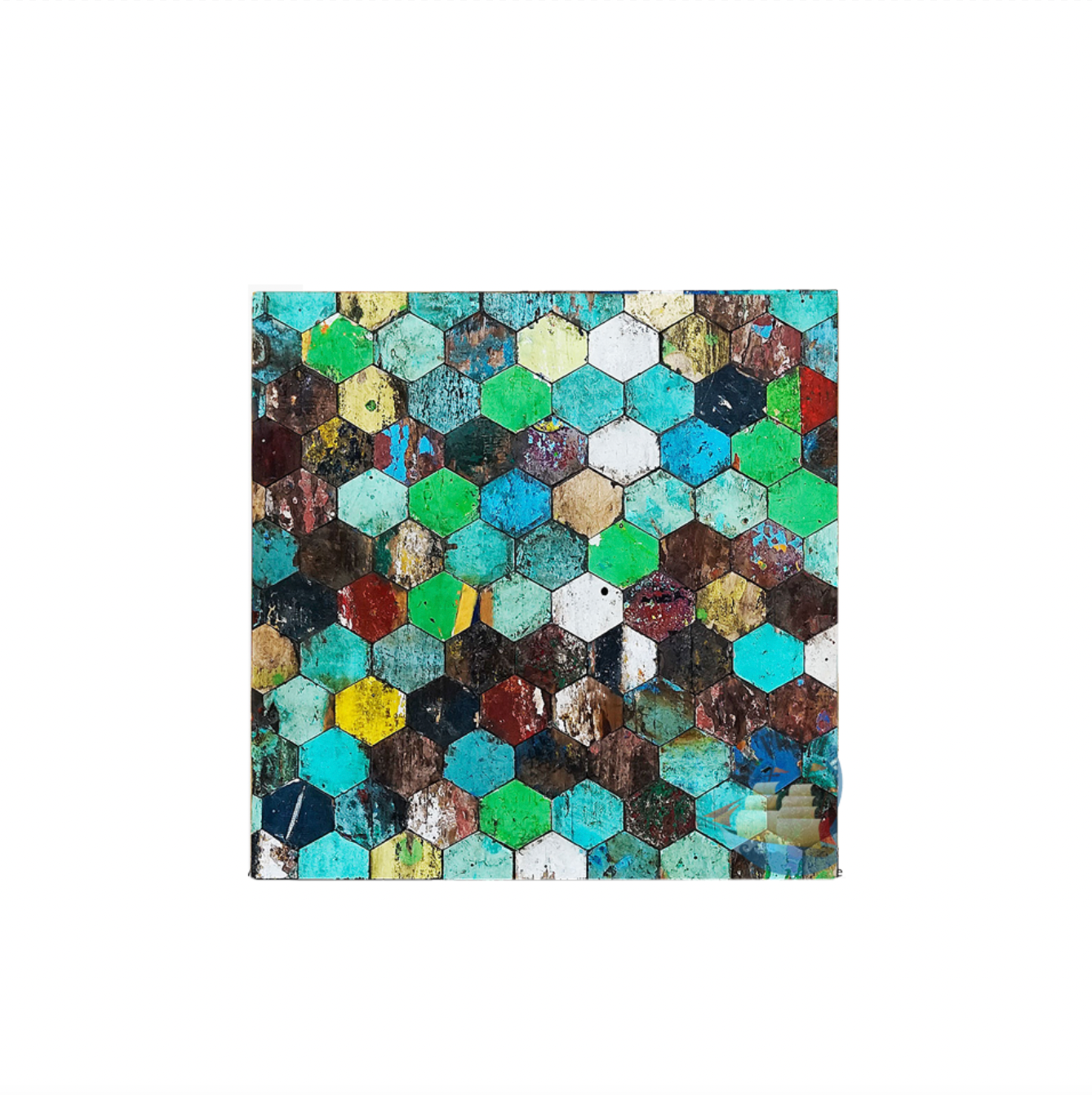 Panel decorativo Mosaico Madera Reciclada de Botes de Pesca
